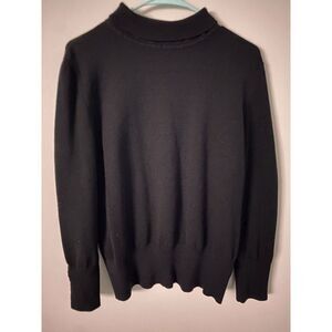JM Collection Black Mock Turtleneck Long Sleeve Knit Top Women's XL Buttons
